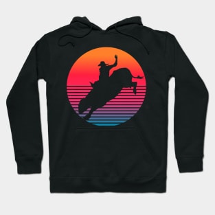 Rodeo Bull rider retro sunset Hoodie